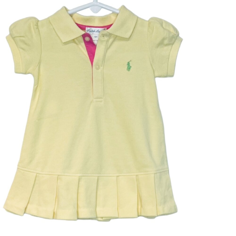 Ralph Lauren - NWT girls 6mo light yellow polo dress & bloomers/diaper cover